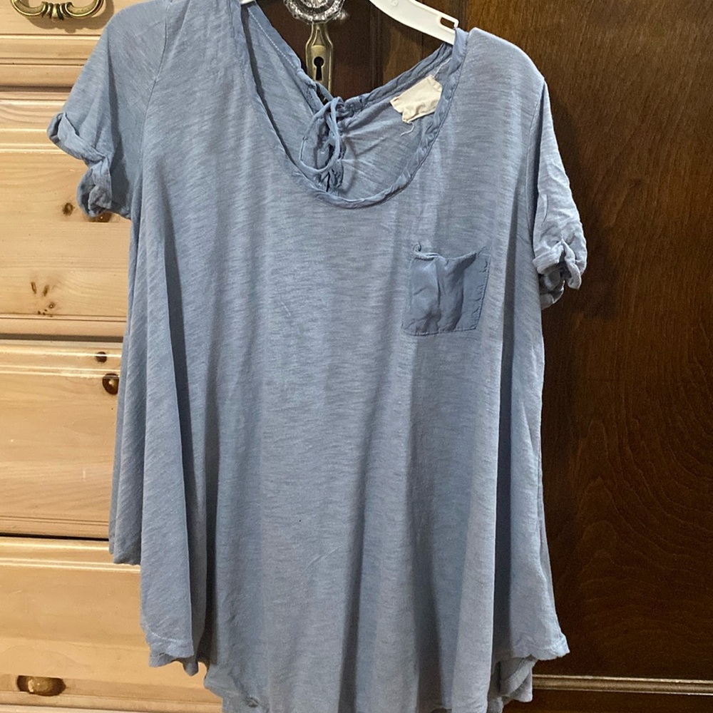 Anthropologie t.la blue tee with back tie detail